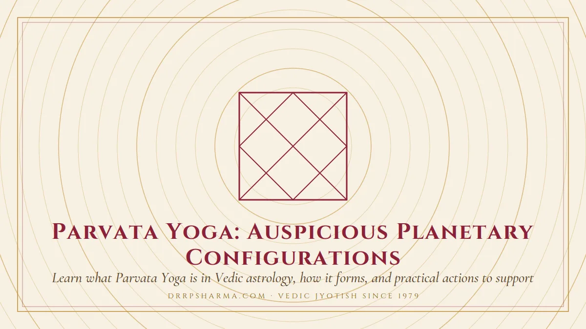 Parvata Yoga — a Vedic birth-chart (kundli) diagram motif on a parchment plate