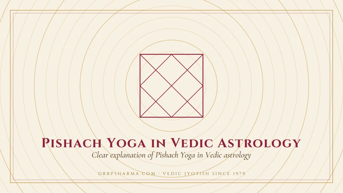 Pishach Yoga — a Vedic birth-chart (kundli) diagram motif on a parchment plate