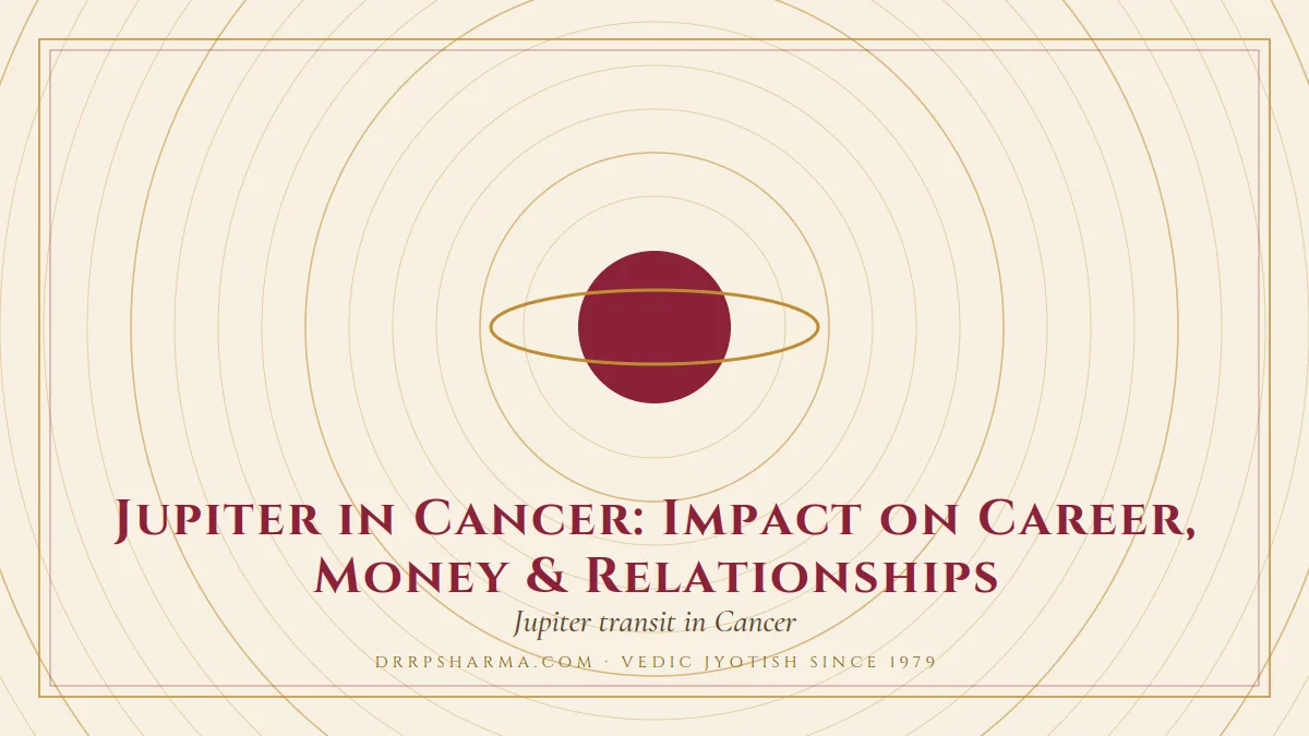 Jupiter in Cancer: Impact on Career, Money & Relationships — a ringed-planet motif on a parchment plate