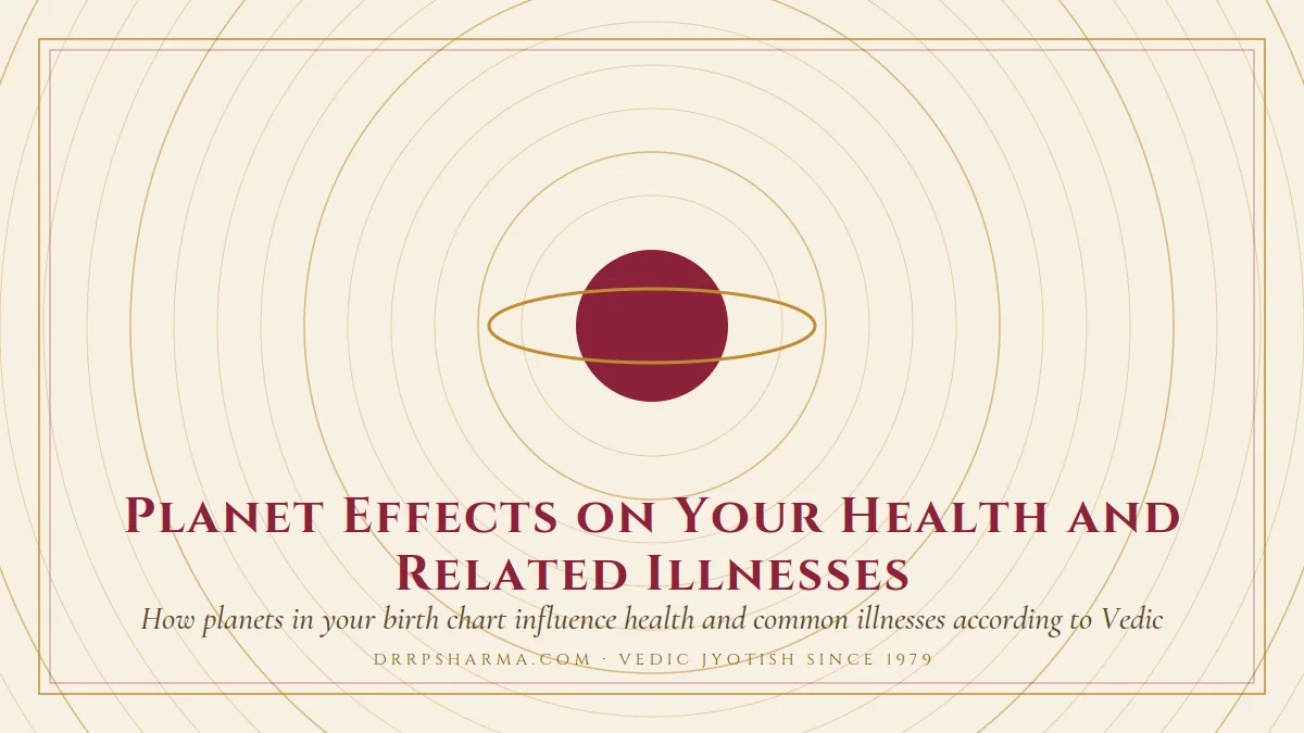 Planet Effects on Your Health and Related Illnesses — a ringed-planet motif on a parchment plate