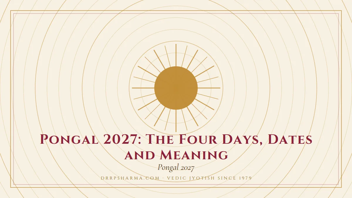 Pongal 2027: The Four Days, Dates and Meaning — a golden sun motif on a parchment plate