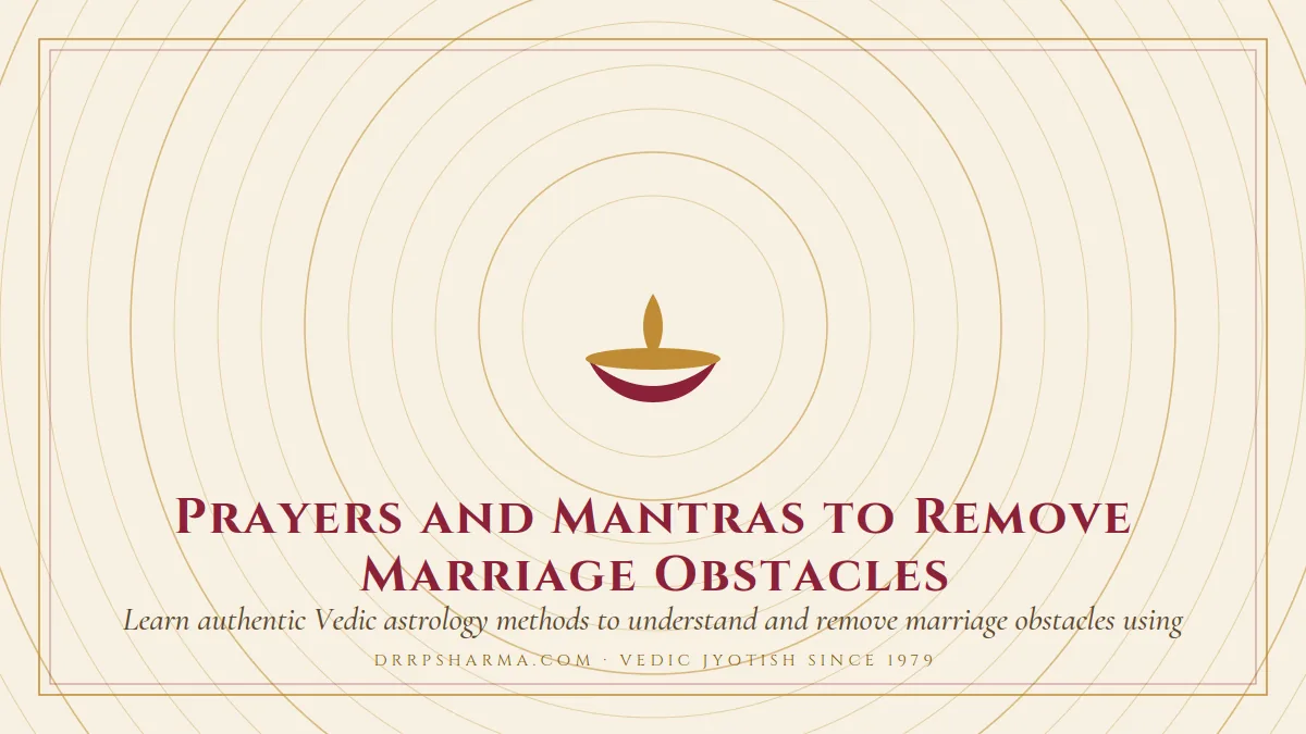 Prayers and Mantras to Remove Marriage Obstacles — a lit diya lamp motif on a parchment plate