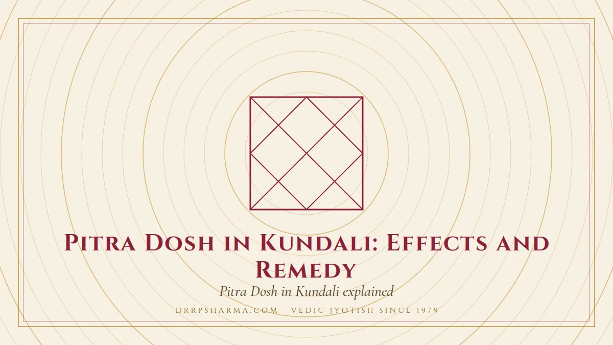 Pitra Dosh in Kundali: Effects and Remedy — a Vedic birth-chart (kundli) diagram motif on a parchment plate