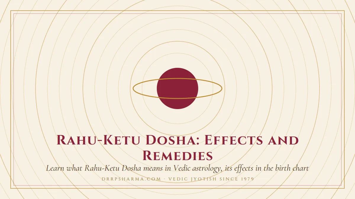 Rahu-Ketu Dosha: Effects and Remedies — a ringed-planet motif on a parchment plate