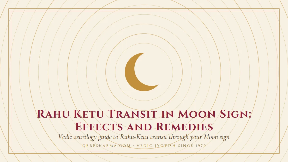 Rahu Ketu Transit in Moon Sign: Effects and Remedies — a gold crescent-moon motif on a parchment plate