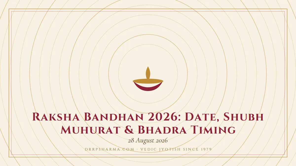 Raksha Bandhan 2026: Date, Shubh Muhurat & Bhadra Timing — a lit diya lamp motif on a parchment plate