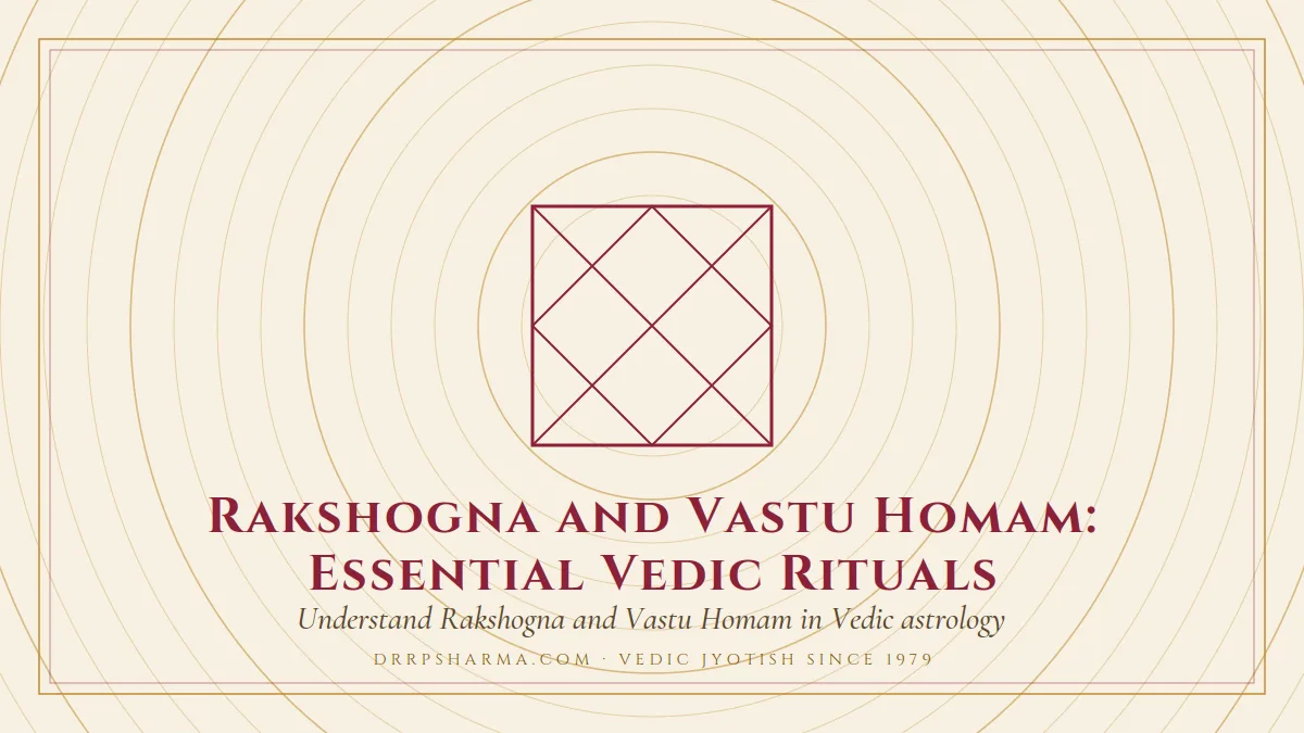 Rakshogna and Vastu Homam: Essential Vedic Rituals — a Vedic birth-chart (kundli) diagram motif on a parchment plate