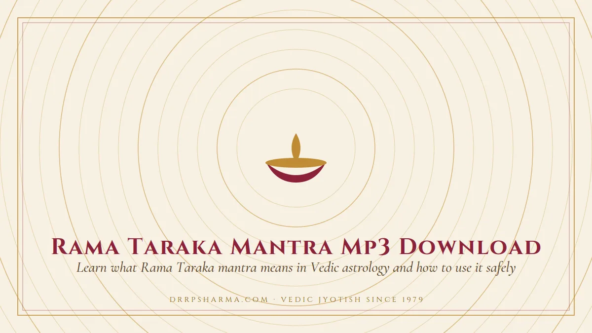 Rama Taraka Mantra Mp3 Download — a lit diya lamp motif on a parchment plate
