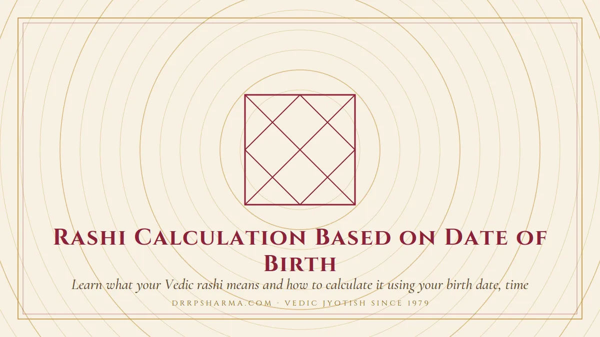 Rashi Calculation Based on Date of Birth — a Vedic birth-chart (kundli) diagram motif on a parchment plate