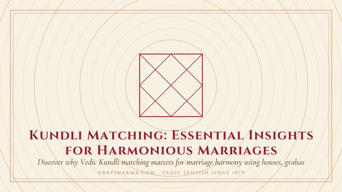 Kundli Matching: Essential Insights for Harmonious Marriages — a Vedic birth-chart (kundli) diagram motif on a parchment plate