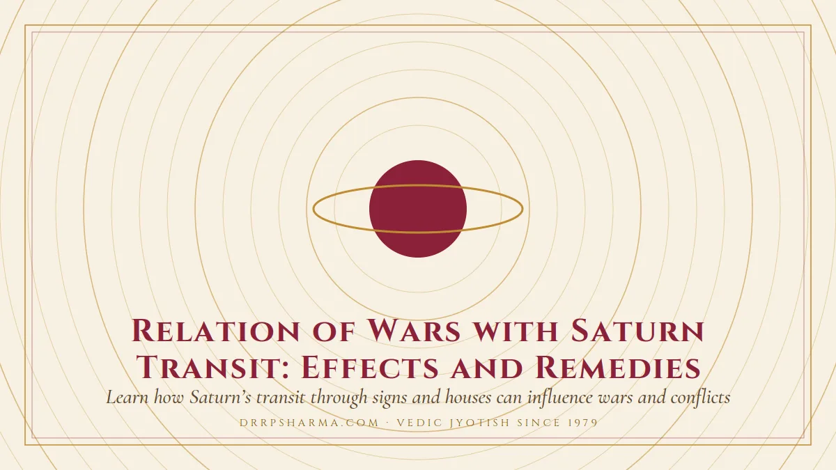 Relation of Wars with Saturn Transit: Effects and Remedies — a ringed-planet motif on a parchment plate