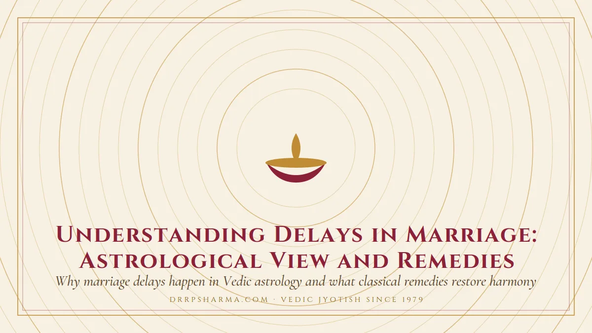 Understanding Delays in Marriage: Astrological View and Remedies — a lit diya lamp motif on a parchment plate