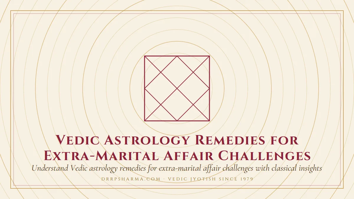 Vedic Astrology Remedies for Extra-Marital Affair Challenges — a Vedic birth-chart (kundli) diagram motif on a parchment plate