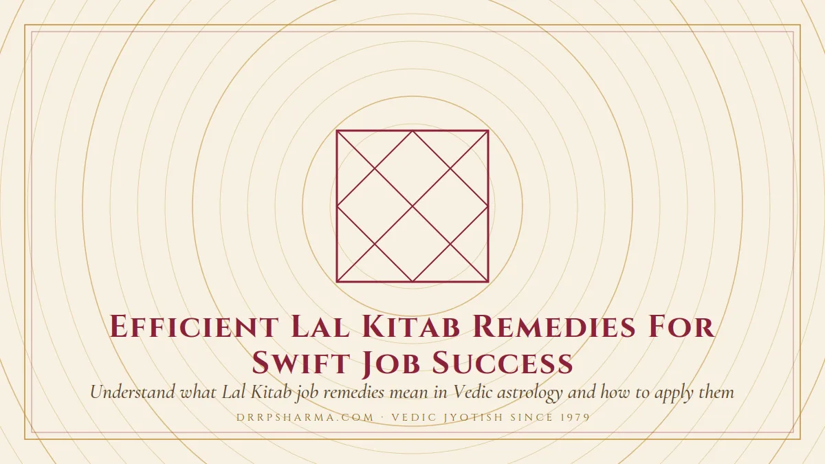 Efficient Lal Kitab Remedies For Swift Job Success — a Vedic birth-chart (kundli) diagram motif on a parchment plate