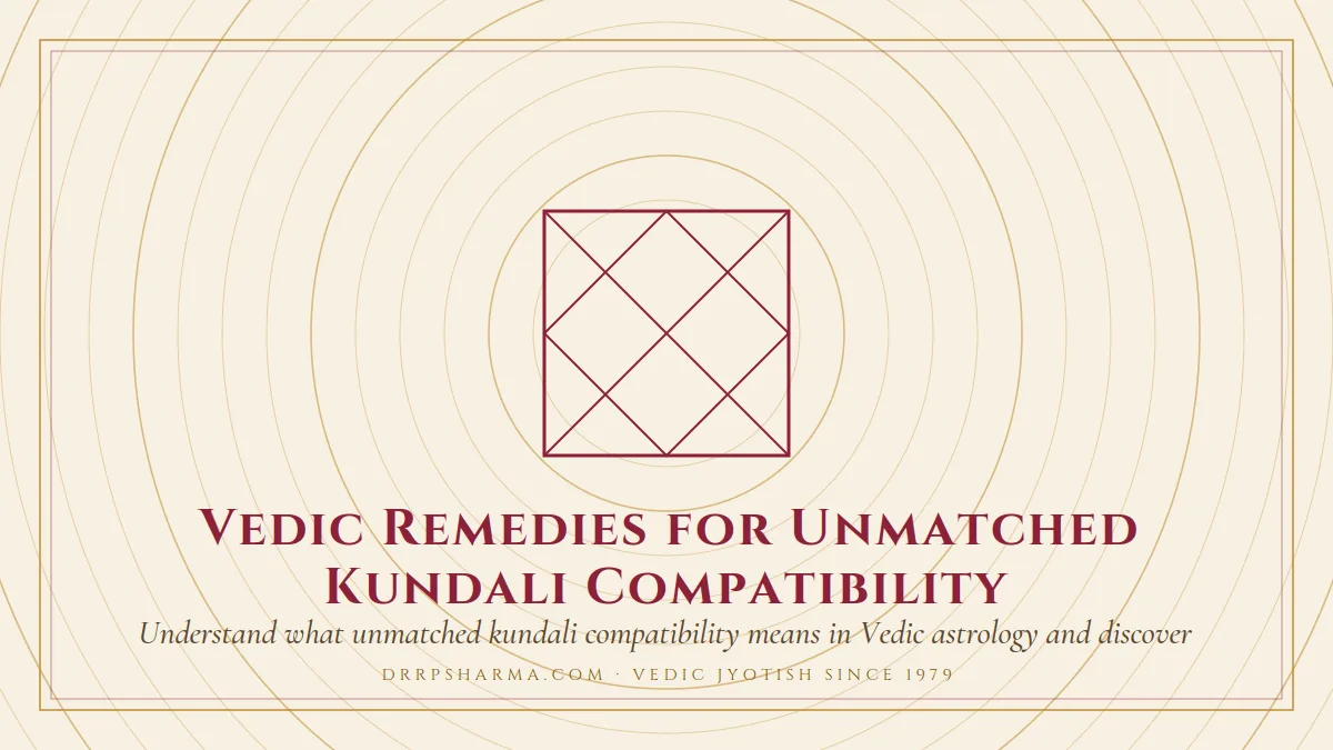 Vedic Remedies for Unmatched Kundali Compatibility — a Vedic birth-chart (kundli) diagram motif on a parchment plate