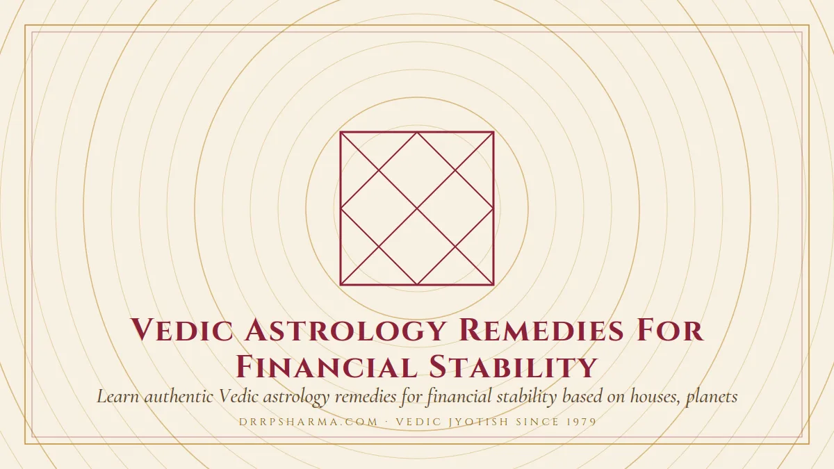 Vedic Astrology Remedies For Financial Stability — a Vedic birth-chart (kundli) diagram motif on a parchment plate