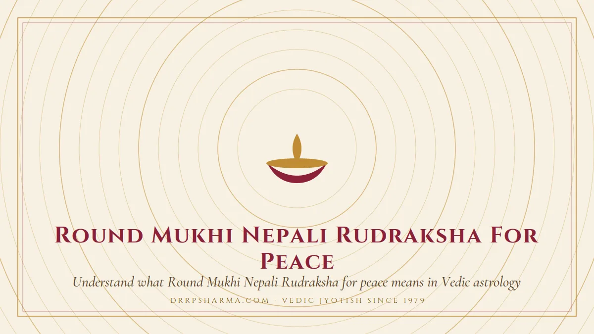 Round Mukhi Nepali Rudraksha For Peace — a lit diya lamp motif on a parchment plate