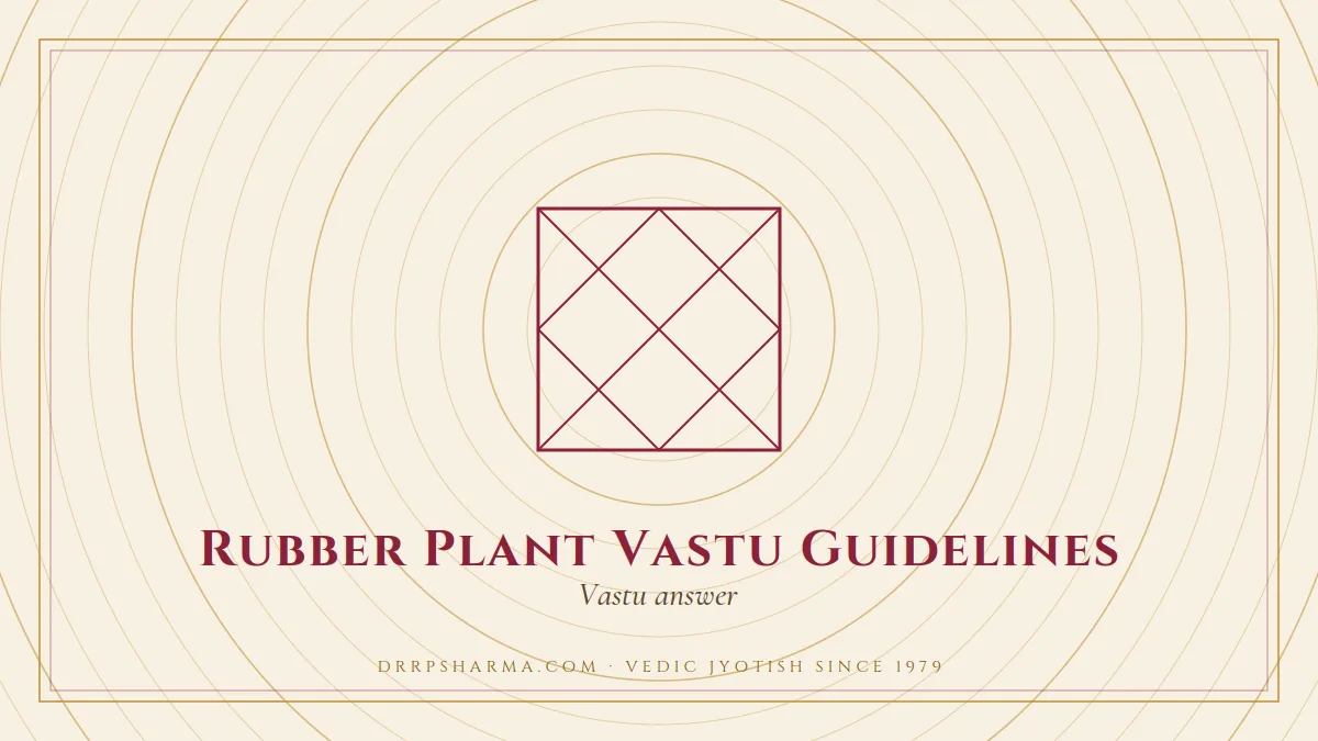 Rubber Plant Vastu Guidelines — a Vedic birth-chart (kundli) diagram motif on a parchment plate