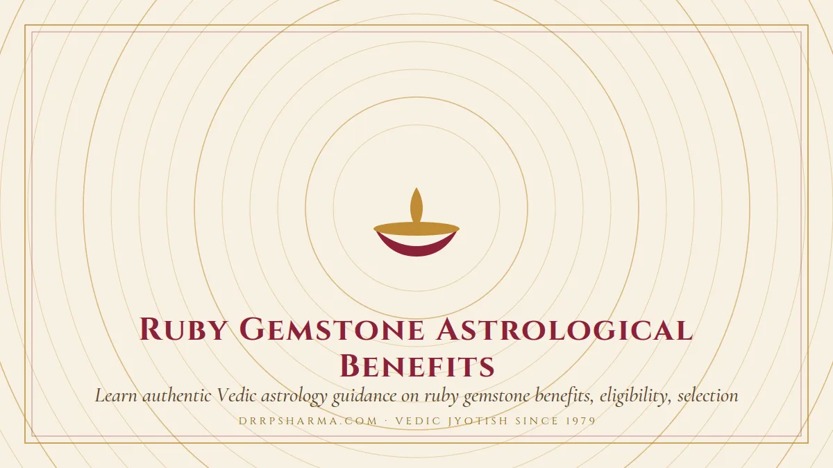 Ruby Gemstone Astrological Benefits — a lit diya lamp motif on a parchment plate