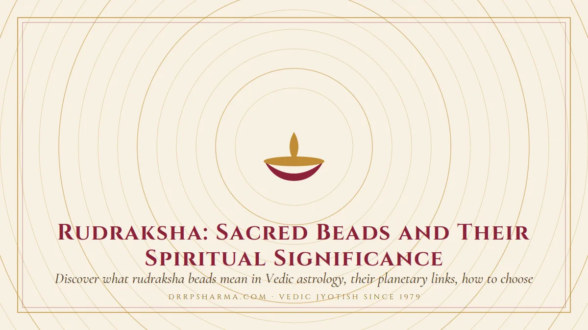 Rudraksha: Sacred Beads and Their Spiritual Significance — a lit diya lamp motif on a parchment plate