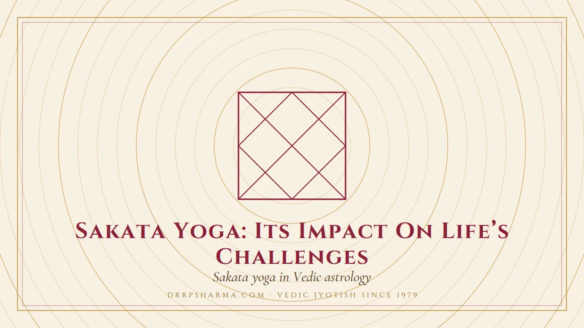 Sakata (Shakata) Yoga — a Vedic birth-chart (kundli) diagram motif on a parchment plate