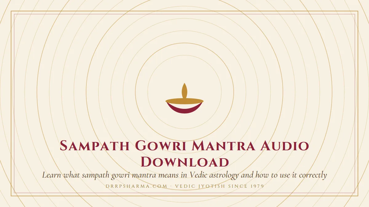 Sampath Gowri Mantra Audio Download — a lit diya lamp motif on a parchment plate
