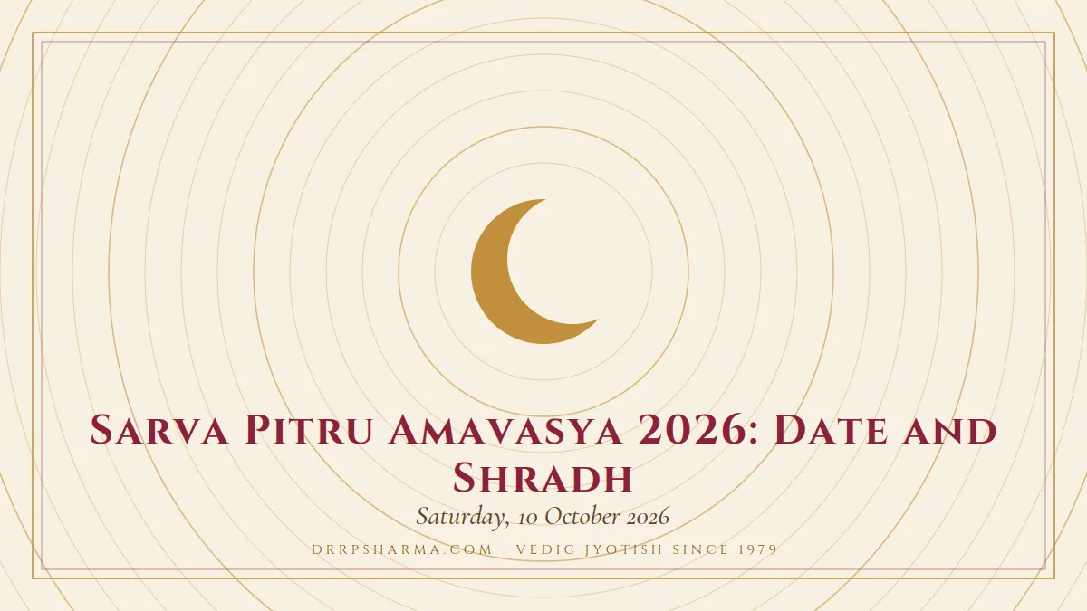 Sarva Pitru Amavasya 2026: Date and Shradh — a gold crescent-moon motif on a parchment plate