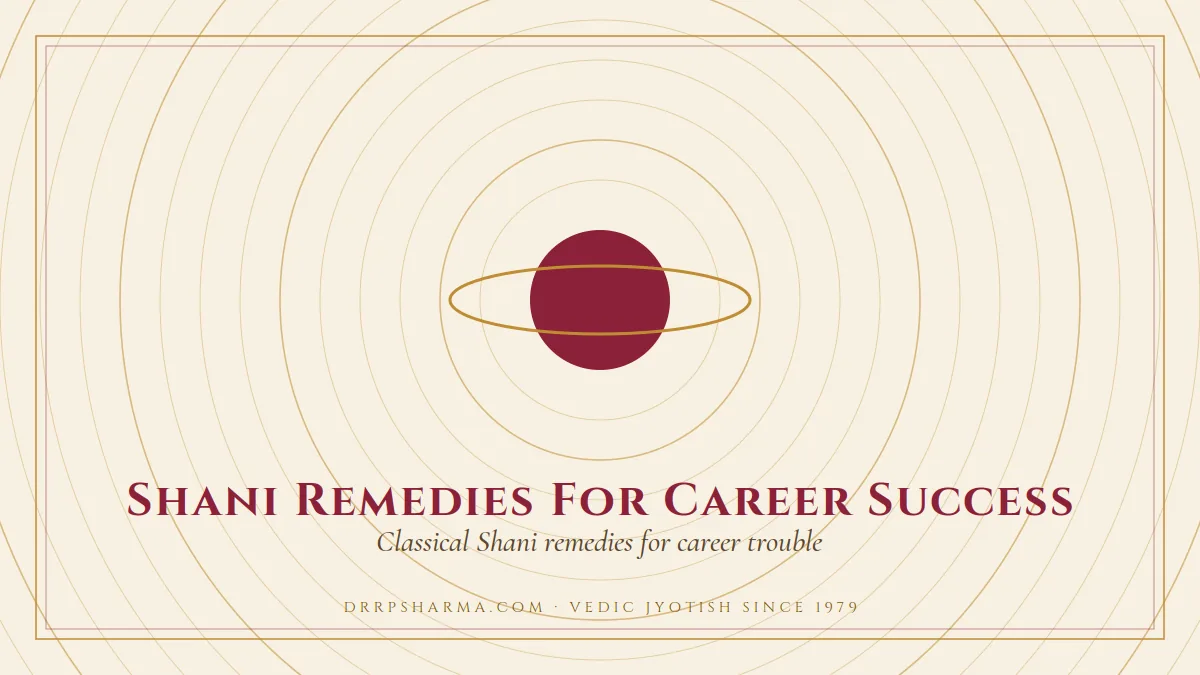 Shani Remedies For Career Success — a ringed-planet motif on a parchment plate