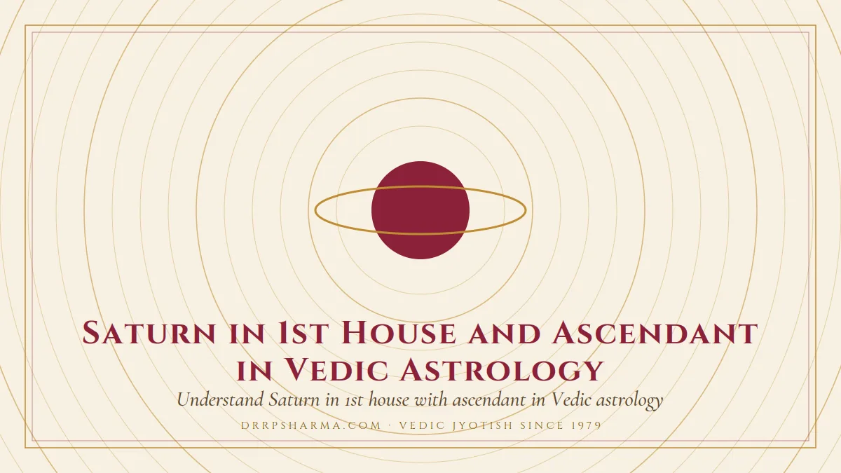 Saturn in 1st House and Ascendant in Vedic Astrology — a ringed-planet motif on a parchment plate