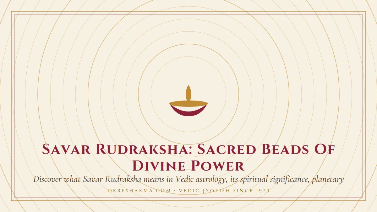 Savar Rudraksha: Sacred Beads Of Divine Power — a lit diya lamp motif on a parchment plate