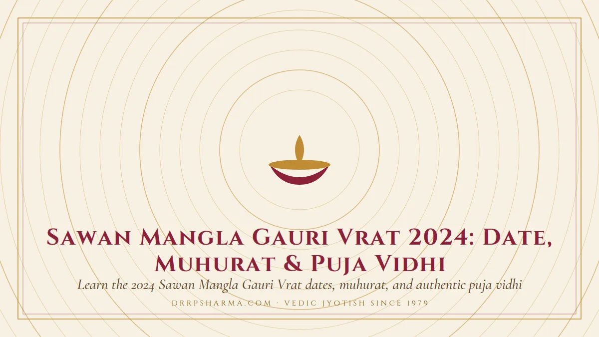 Mangla Gauri Vrat 2027 — a lit diya lamp motif on a parchment plate