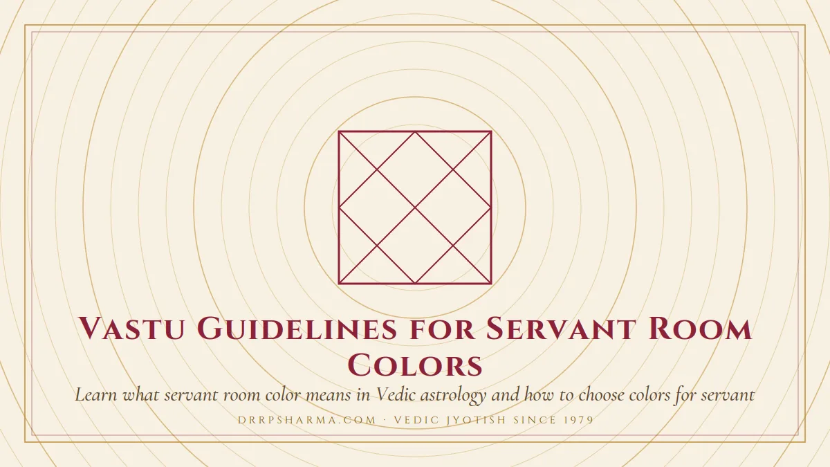Vastu Guidelines for Servant Room Colors — a Vedic birth-chart (kundli) diagram motif on a parchment plate