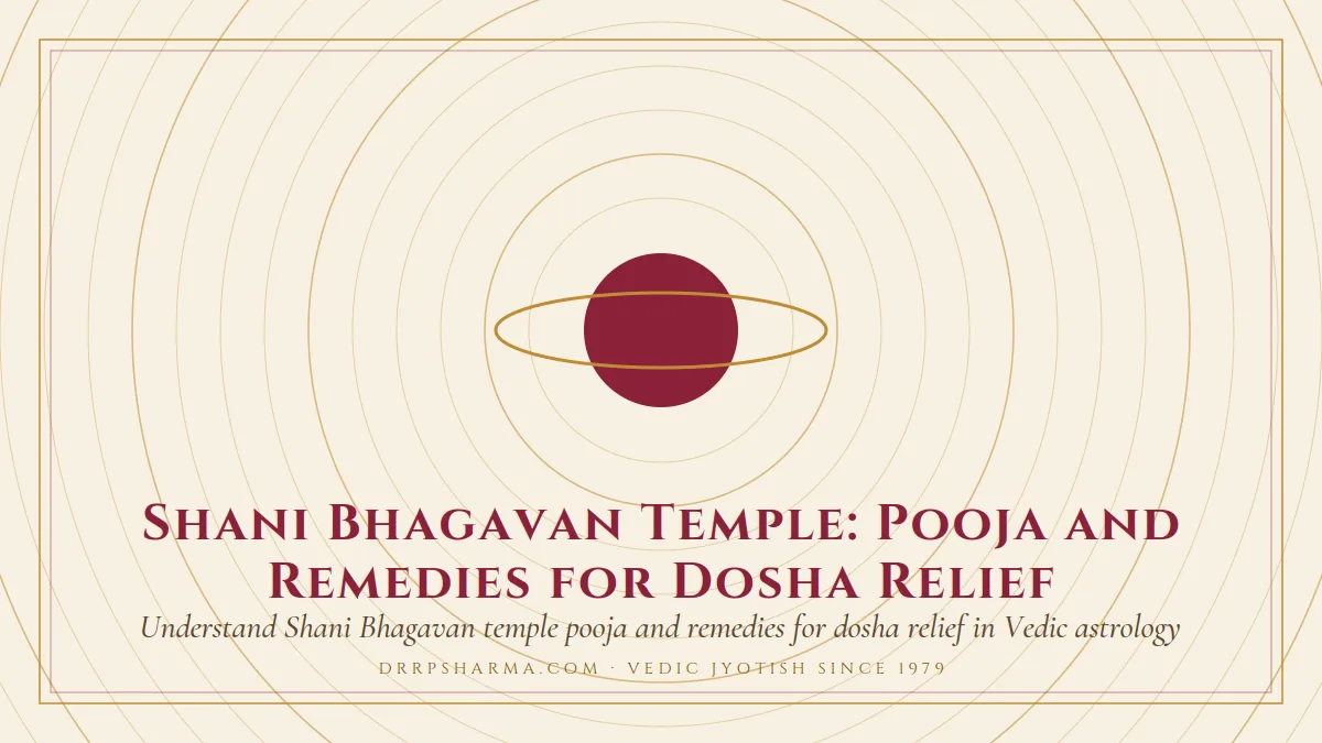 Shani Bhagavan Temple: Pooja and Remedies for Dosha Relief — a ringed-planet motif on a parchment plate