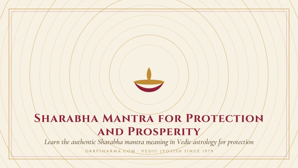Sharabha Mantra for Protection and Prosperity — a lit diya lamp motif on a parchment plate