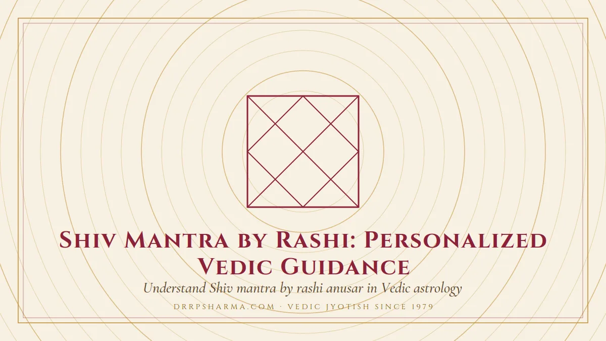 Shiv Mantra by Rashi: Personalized Vedic Guidance — a Vedic birth-chart (kundli) diagram motif on a parchment plate