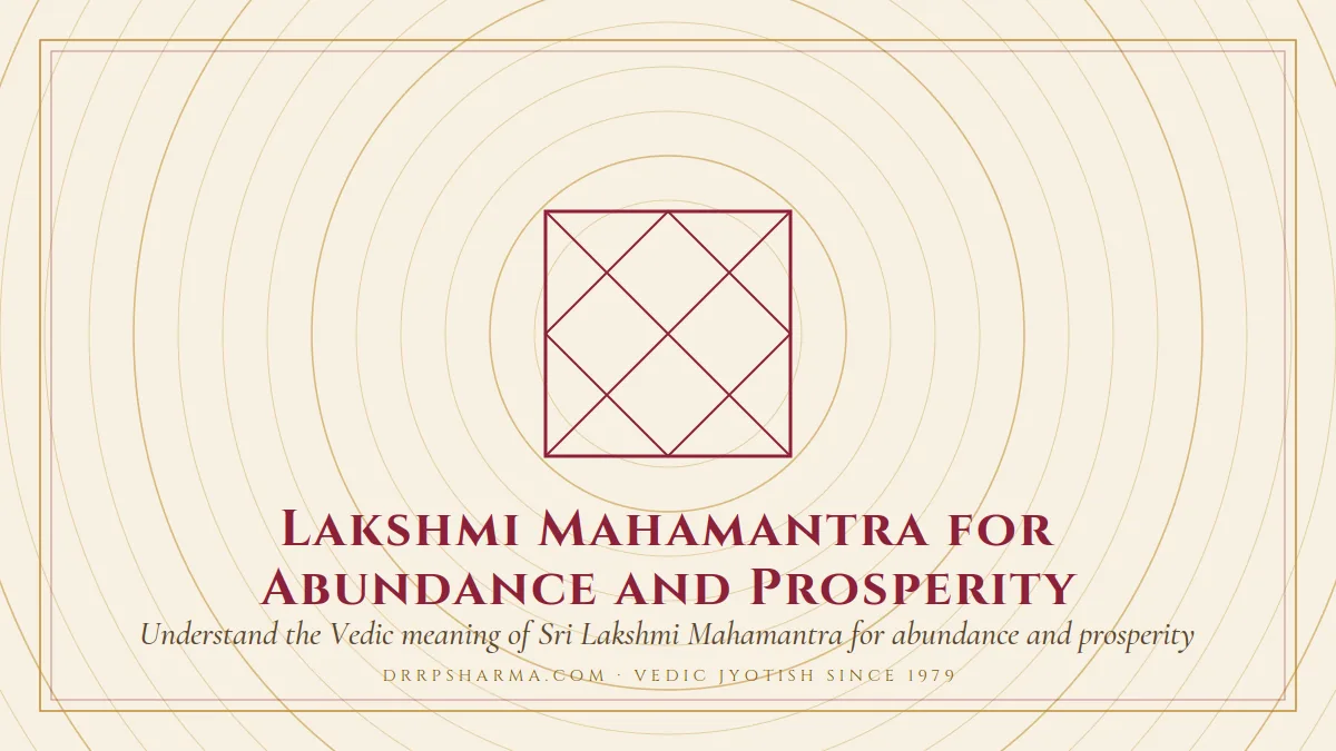 Lakshmi Mahamantra for Abundance and Prosperity — a Vedic birth-chart (kundli) diagram motif on a parchment plate