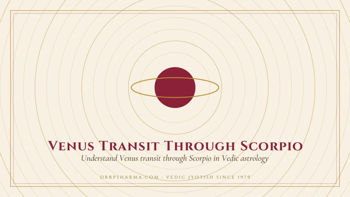 Venus Transit Through Scorpio — a ringed-planet motif on a parchment plate