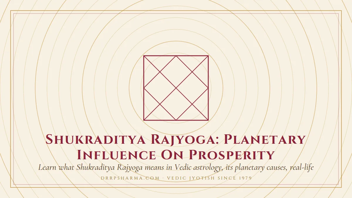 Shukraditya Rajyoga: Planetary Influence On Prosperity — a Vedic birth-chart (kundli) diagram motif on a parchment plate