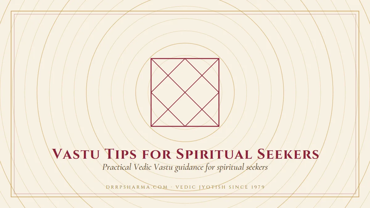 Vastu Tips for Spiritual Seekers — a Vedic birth-chart (kundli) diagram motif on a parchment plate