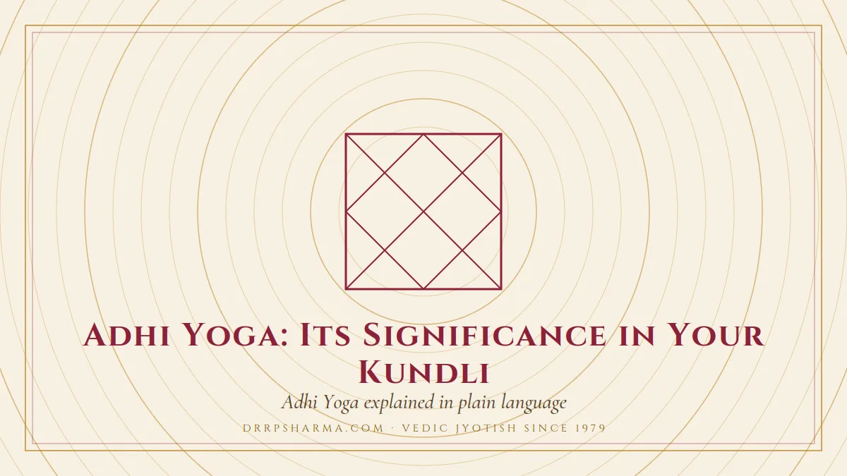 Adhi Yoga: Its Significance in Your Kundli — a Vedic birth-chart (kundli) diagram motif on a parchment plate