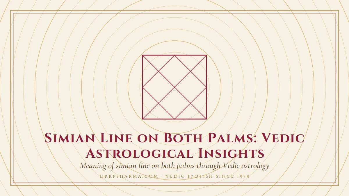 Simian Line on Both Palms: Vedic Astrological Insights — a Vedic birth-chart (kundli) diagram motif on a parchment plate
