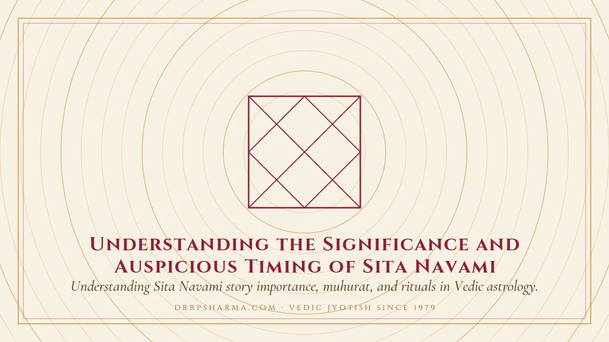 Understanding the Significance and Auspicious Timing of Sita Navami — a Vedic birth-chart (kundli) diagram motif on a parchment plate