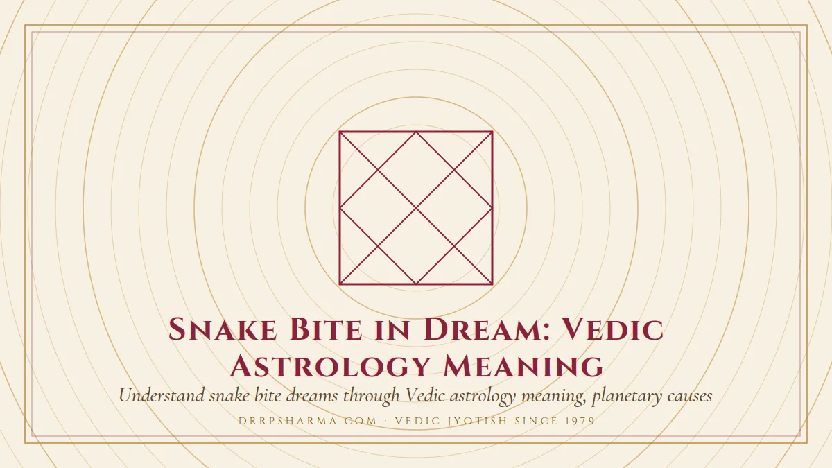 Snake Bite in Dream: Vedic Astrology Meaning — a Vedic birth-chart (kundli) diagram motif on a parchment plate