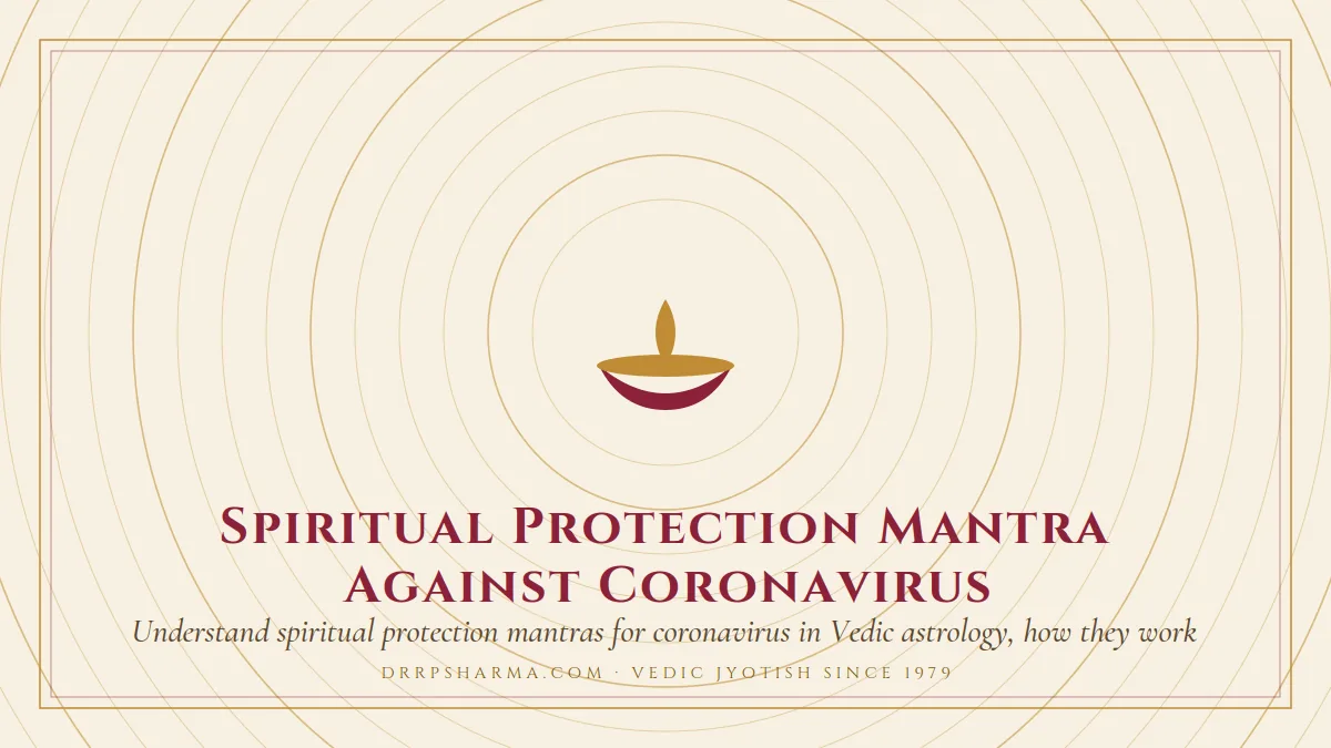 Spiritual Protection Mantra Against Coronavirus — a lit diya lamp motif on a parchment plate