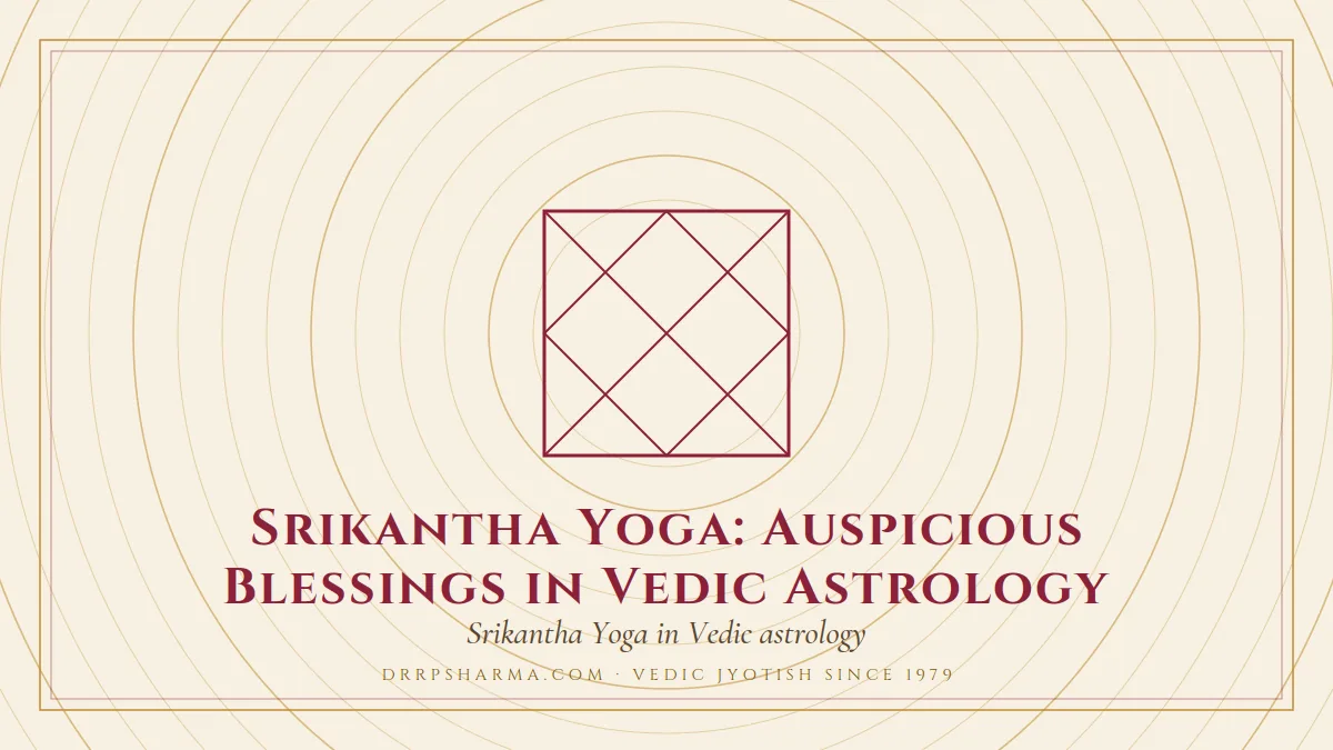 Srikantha Yoga — a Vedic birth-chart (kundli) diagram motif on a parchment plate