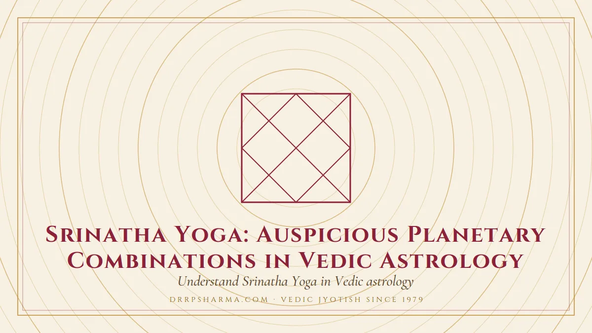Srinatha Yoga: Auspicious Planetary Combinations in Vedic Astrology — a Vedic birth-chart (kundli) diagram motif on a parchment plate