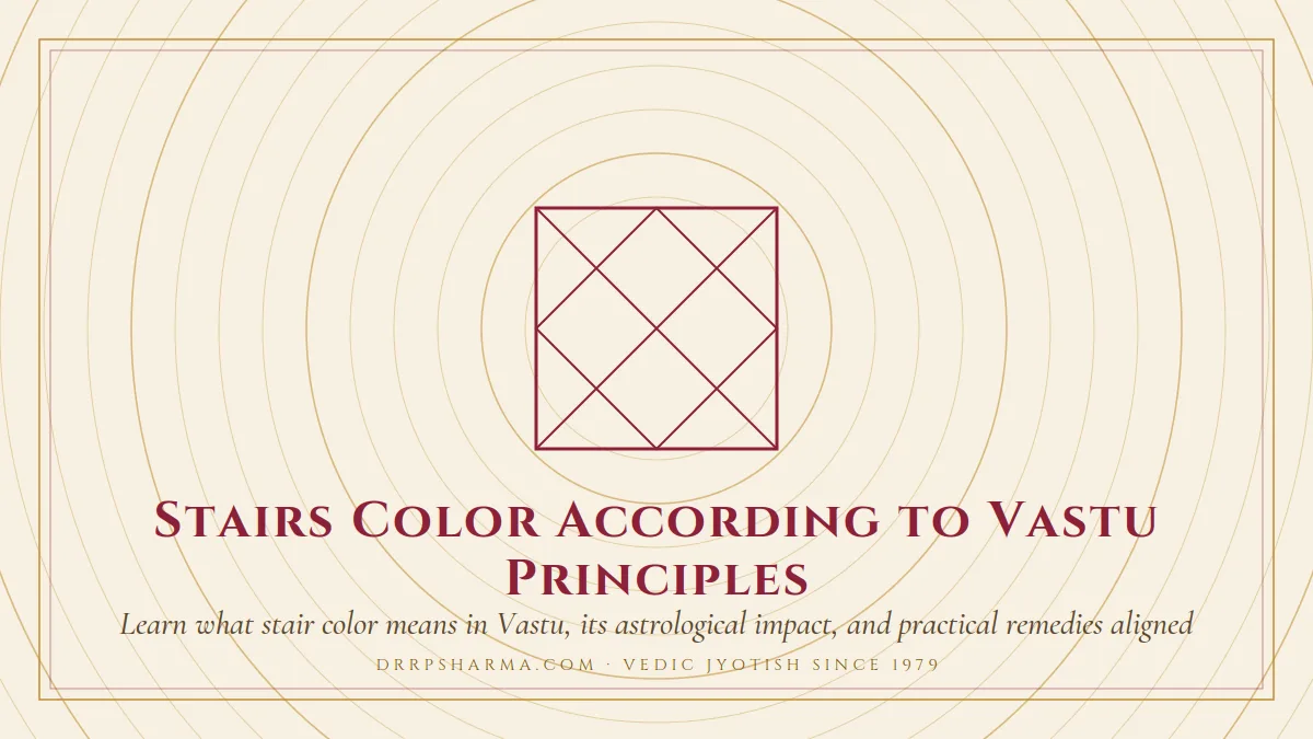 Stairs Color According to Vastu Principles — a Vedic birth-chart (kundli) diagram motif on a parchment plate