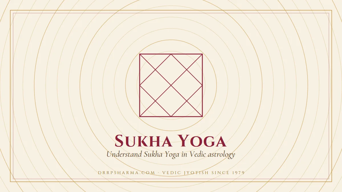 Sukha Yoga — a Vedic birth-chart (kundli) diagram motif on a parchment plate