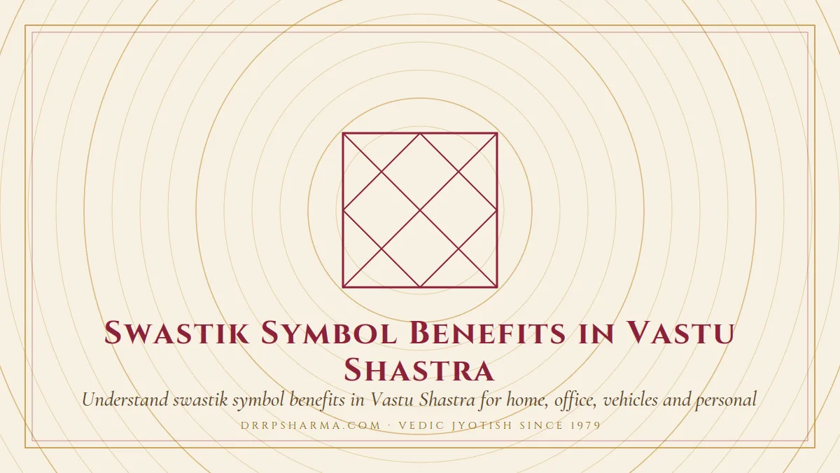 Swastik Symbol Benefits in Vastu Shastra — a Vedic birth-chart (kundli) diagram motif on a parchment plate