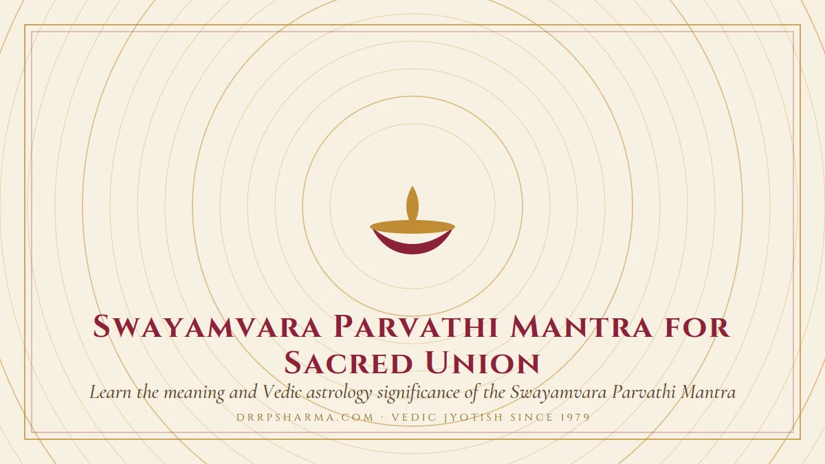 Swayamvara Parvathi Mantra for Sacred Union — a lit diya lamp motif on a parchment plate